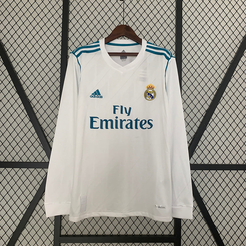 רטרו Long Sleeve Real Madrid 17/18 חולצת בית