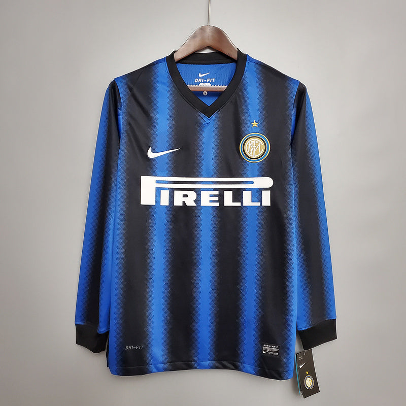 רטרו long-sleeved 10/11 Inter Milan חולצת בית