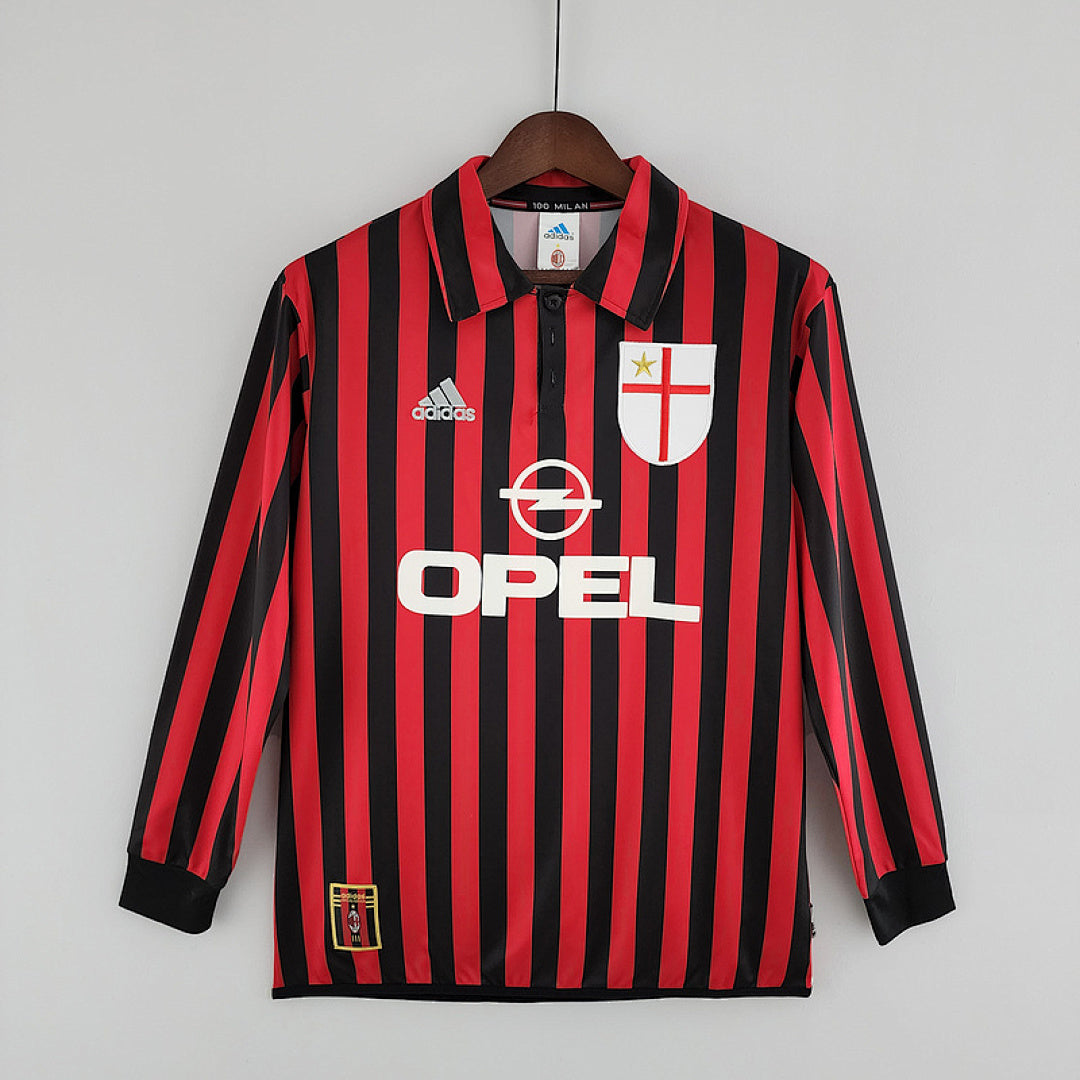 רטרו Long Sleeve 99/00 AC Milan חולצת בית S-XXL