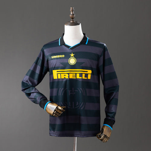 Inter Milan 97/98 חולצה שלישית חולצת חוץ Long Sleeve רטרו