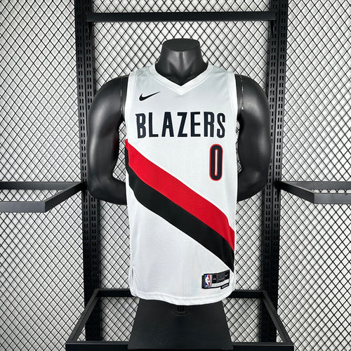 Portland Trail Blazers Damian Lillard 0 White - front