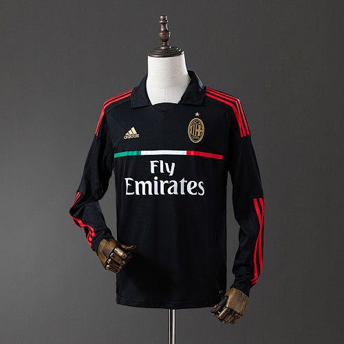 AC Milan 11/12 חולצת חוץ Long Sleeve רטרו Jersey S-XXL